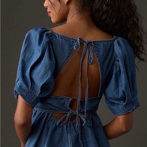 Pilcro Denim Blue Backless Top